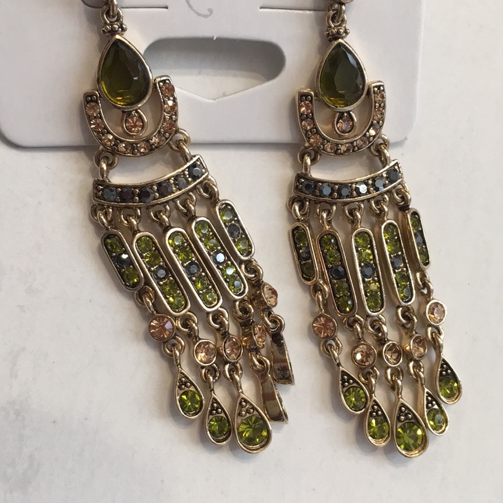 Olive Green Chandelier Earrings